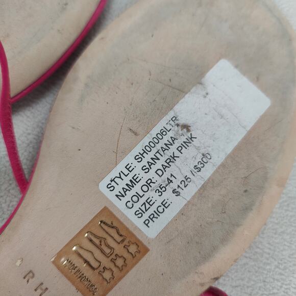 Rhode Santana Sandals Womens 40 10 Dark Pink Leather Strappy Lace‎ Up Flats - Picture 6 of 7